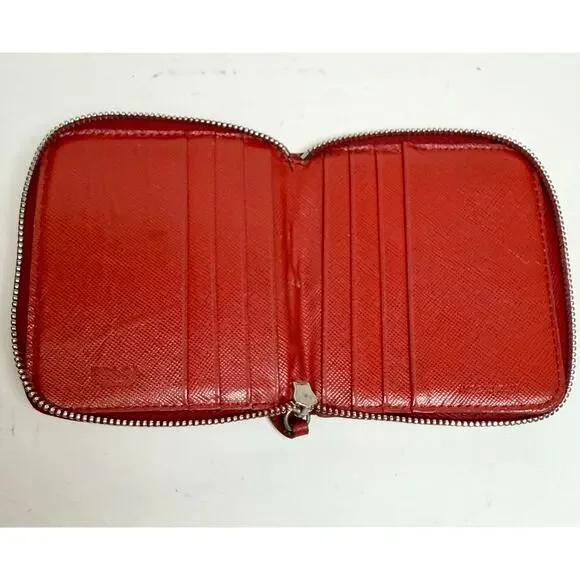 Prada Saffiano Leather Compact Zip-Around Wallet
